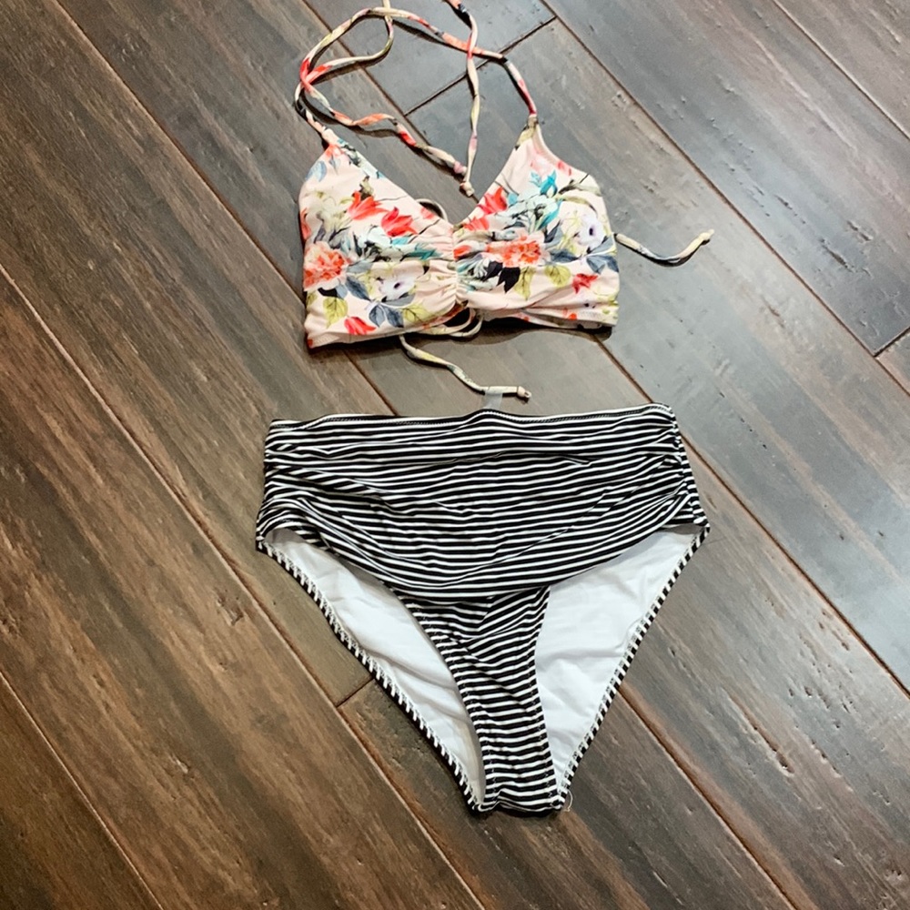 CupShe two piece ruched high waisted bottoms two piece